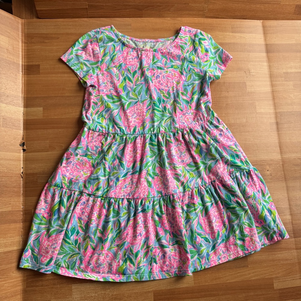Lilly Pulitzer Gianna tiered short-sleeve cotton dress floral print size 6/7